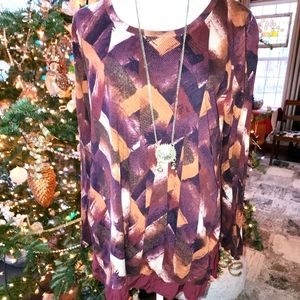 LOGO Lori Goldstein tunic purple L EUC
